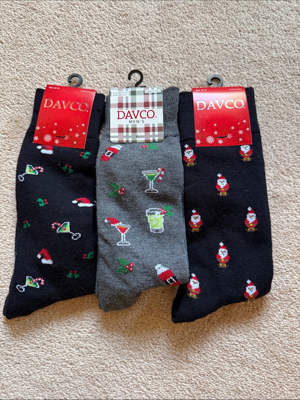 Davco Men's Holiday Crew Socks - Black & Gray